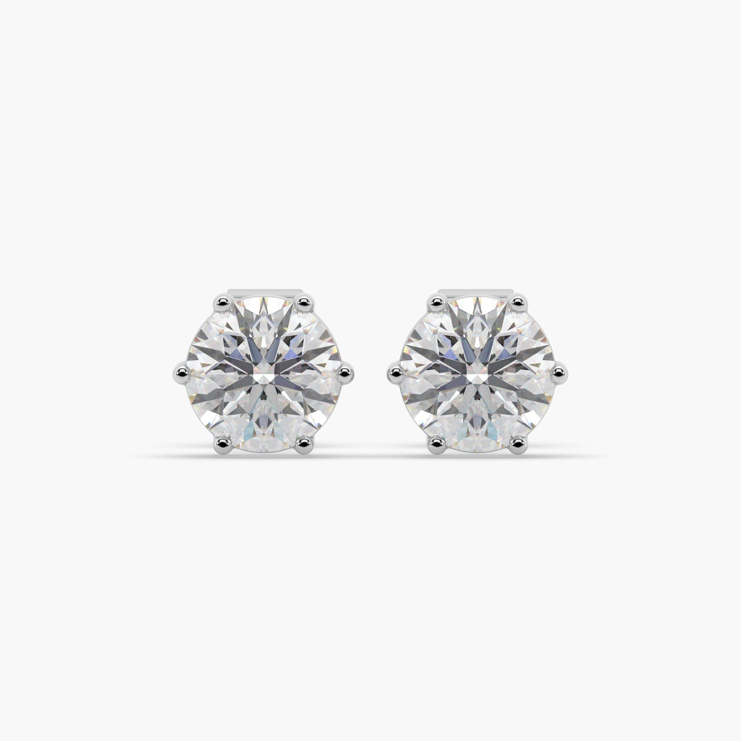 Guru Jewel's Round Solitaire Diamond Studded In Silver Stud Earrings For Her