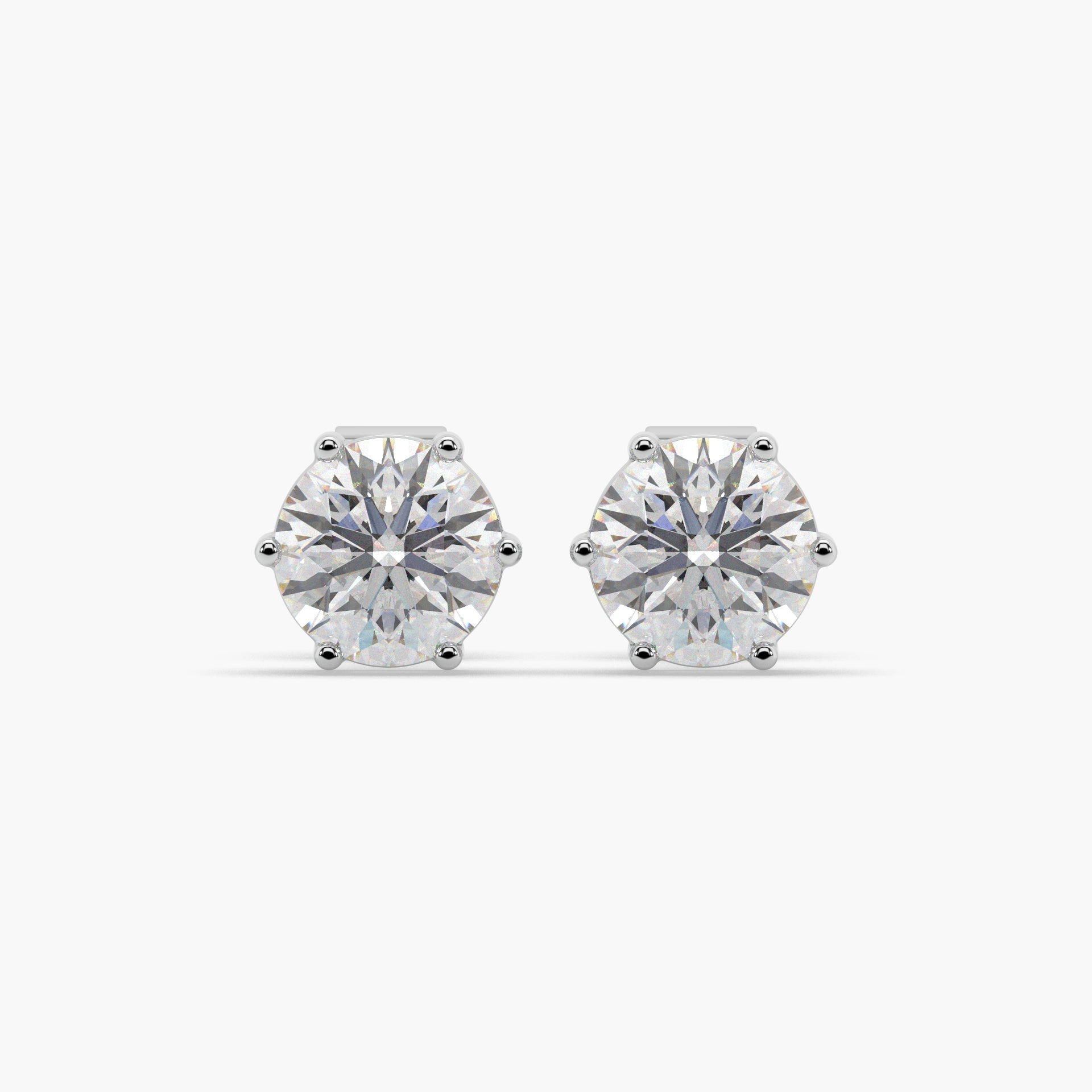 Guru Jewel's Round Solitaire Diamond Studded In Silver Stud Earrings For Her