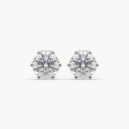 Guru Jewel's Round Solitaire Diamond Studded In Silver Stud Earrings For Her