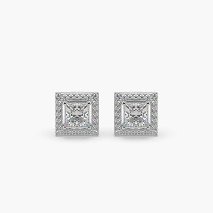 Guru Jewel's Fancy Princess Cut Diamond Studded Silver Earrings For Her