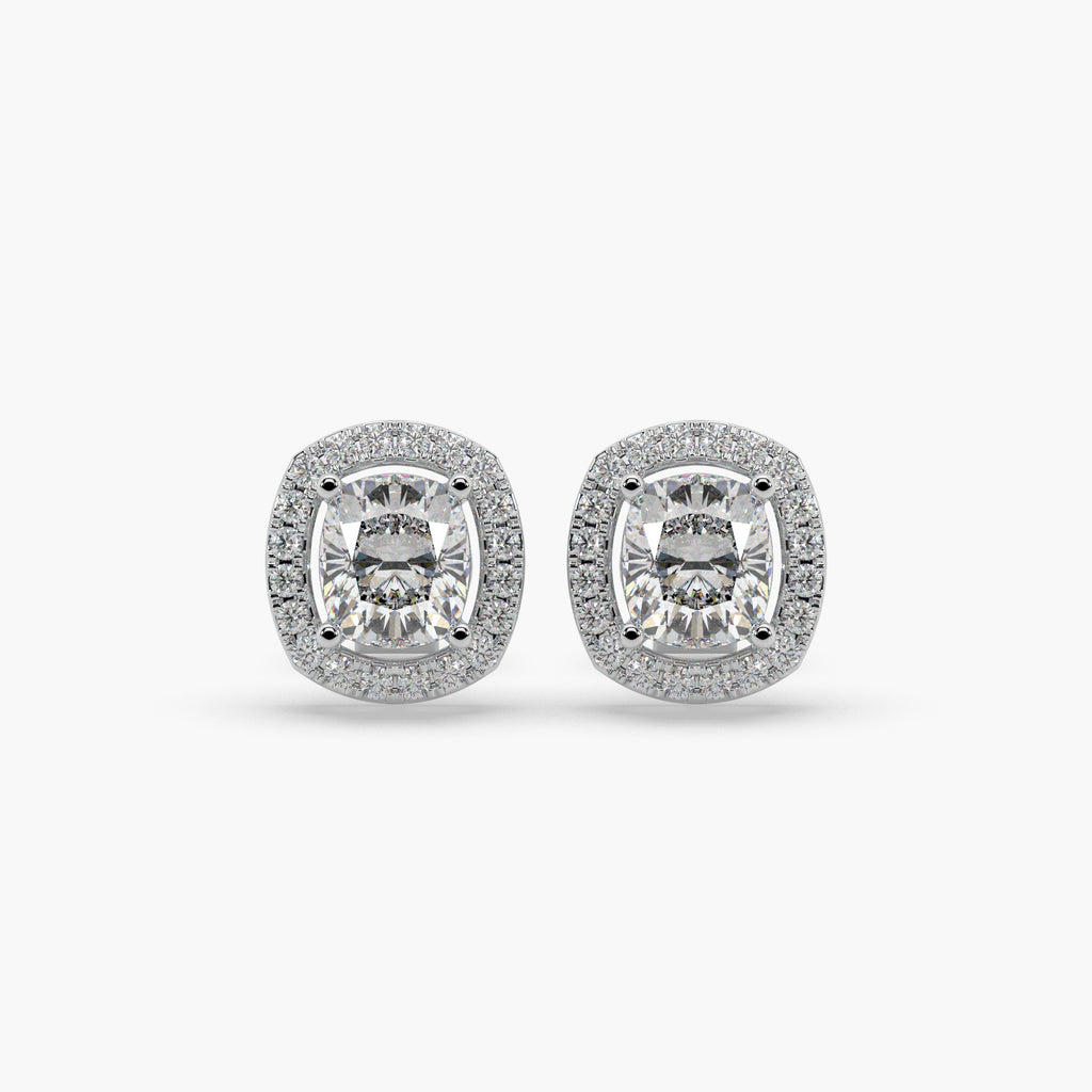 Guru Jewel's Fancy Cushion Shaped Diamond Studded Silver Earrings For Her