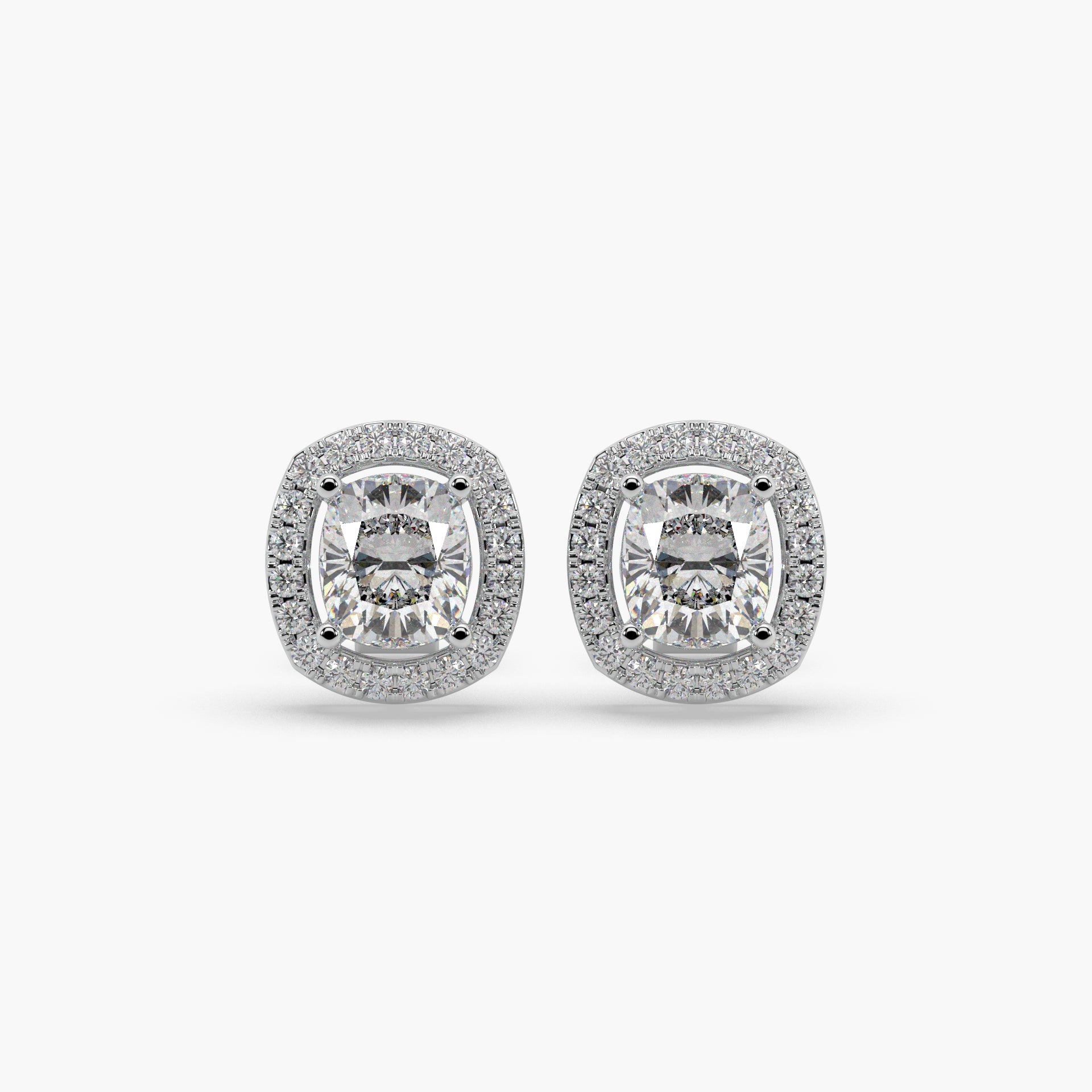 Guru Jewel's Fancy Cushion Shaped Diamond Studded Silver Earrings For Her