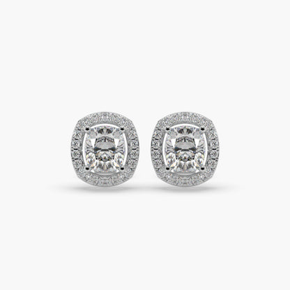 Guru Jewel's Fancy Cushion Shaped Diamond Studded Silver Earrings For Her