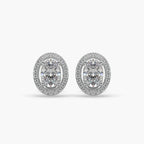 Guru Jewel's Ovel Shaped Fancy Diamond Studded Silver Earrings For Her