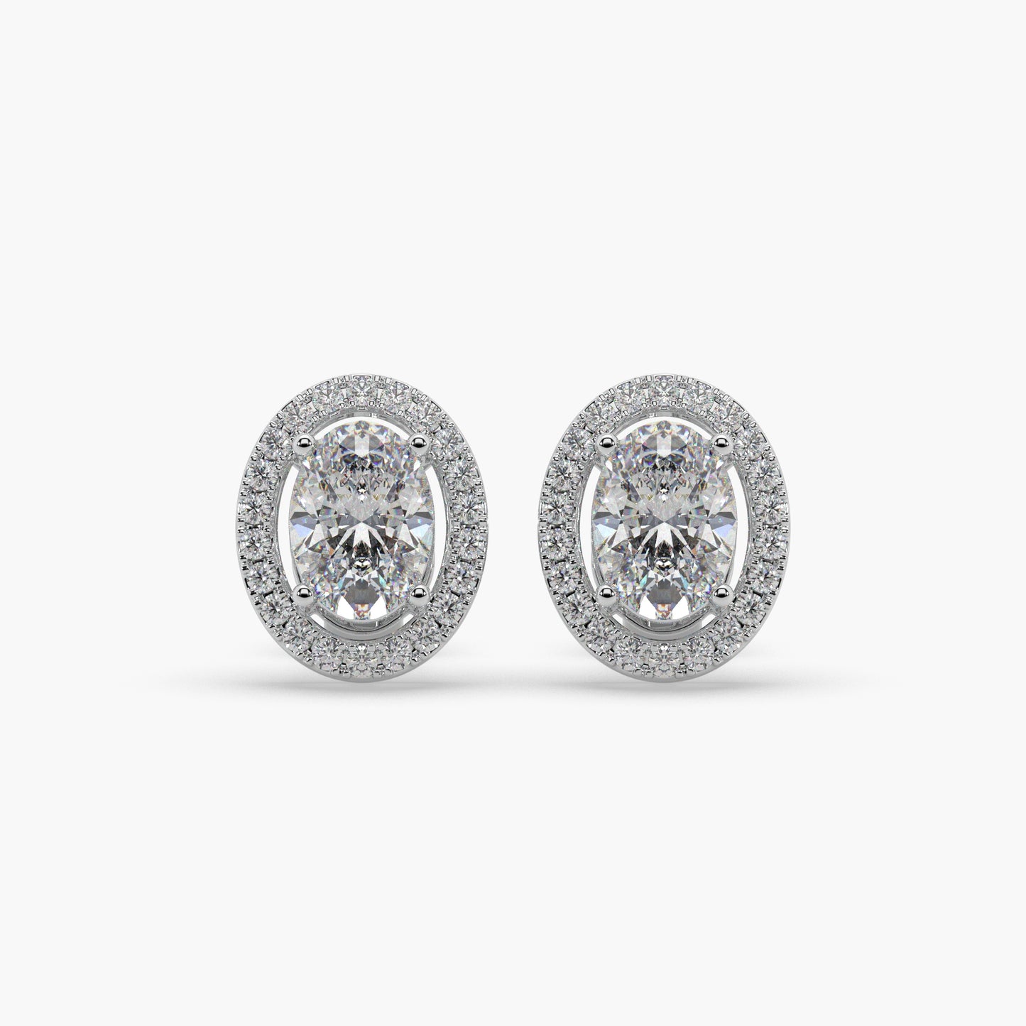 Guru Jewel's Ovel Shaped Fancy Diamond Studded Silver Earrings For Her