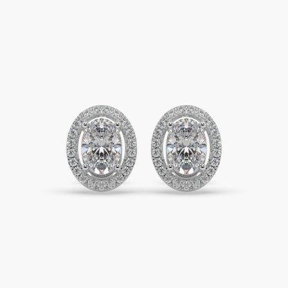 Guru Jewel's Ovel Shaped Fancy Diamond Studded Silver Earrings For Her
