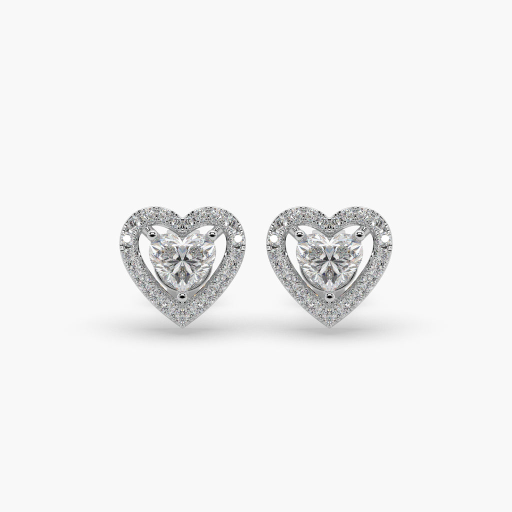 Guru Jewel's Heart Shaped Fancy Diamond Studded Alluring Silver Earrings For Her
