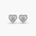 Guru Jewel's Heart Shaped Fancy Diamond Studded Alluring Silver Earrings For Her