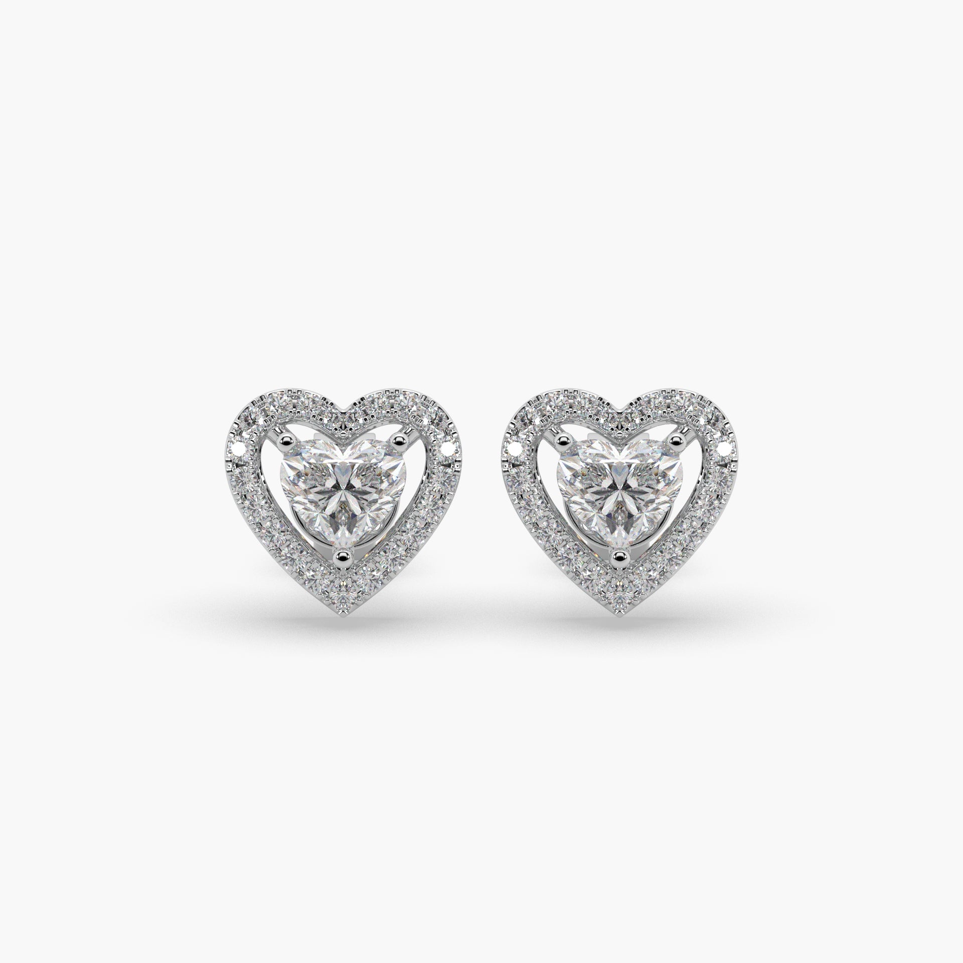 Guru Jewel's Heart Shaped Fancy Diamond Studded Alluring Silver Earrings For Her