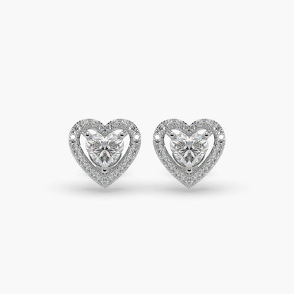 Guru Jewel's Heart Shaped Fancy Diamond Studded Alluring Silver Earrings For Her