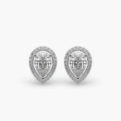 Guru Jewel's Pear Shaped Fancy Diamond Studded Impressive Silver Earrings For Her