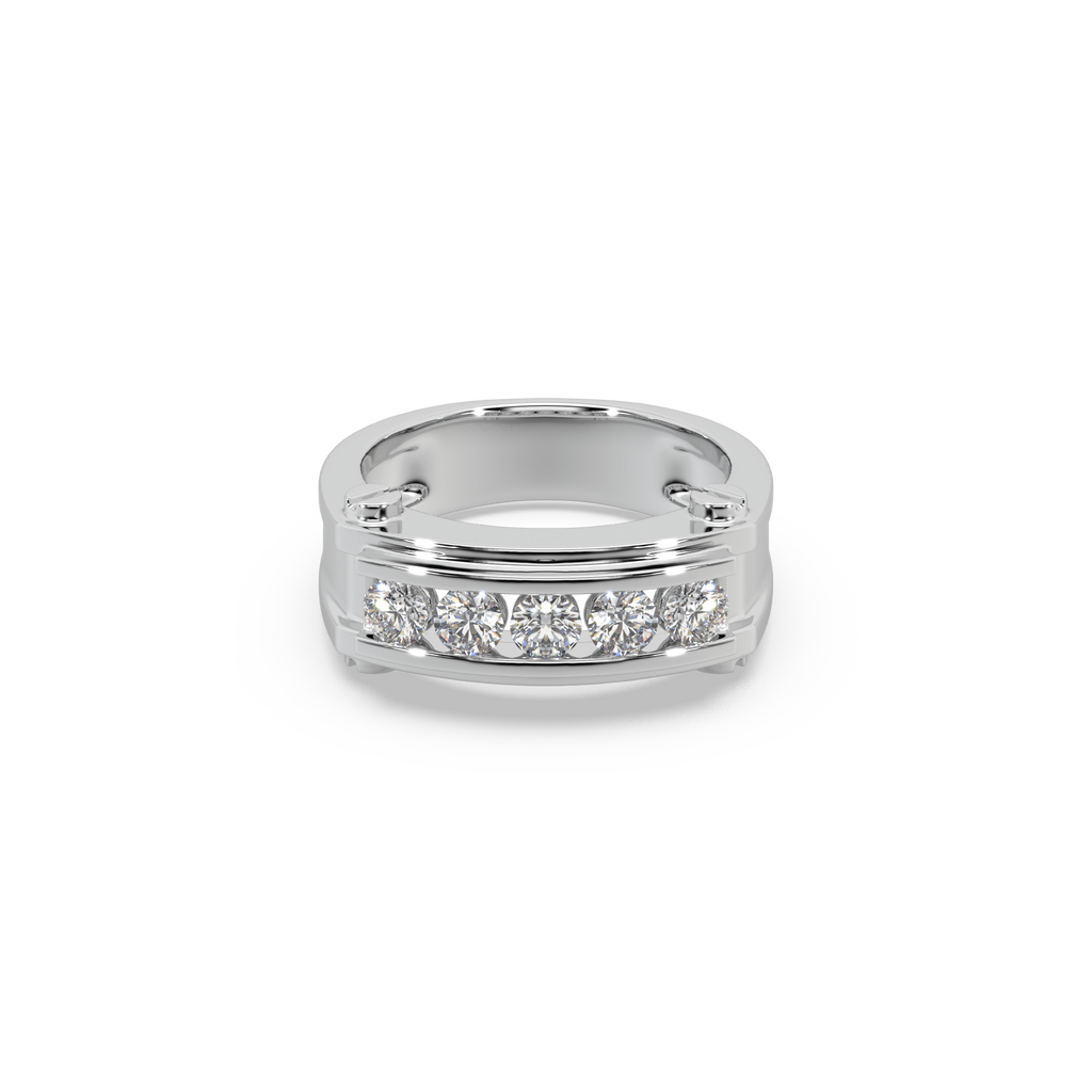 Attractive 925 Silver Stunning Diamond 1.20 Ct Studded Gents Ring For Him