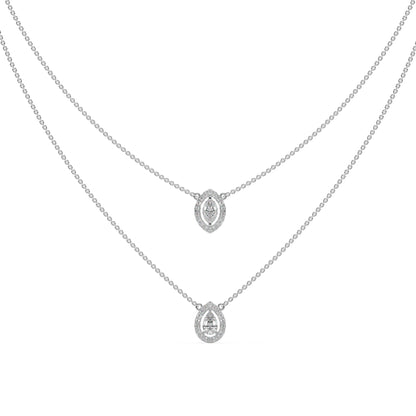 Guru Jewel's Fancy Diamond Studded Captivating Silver 2 Line Pendent For Her